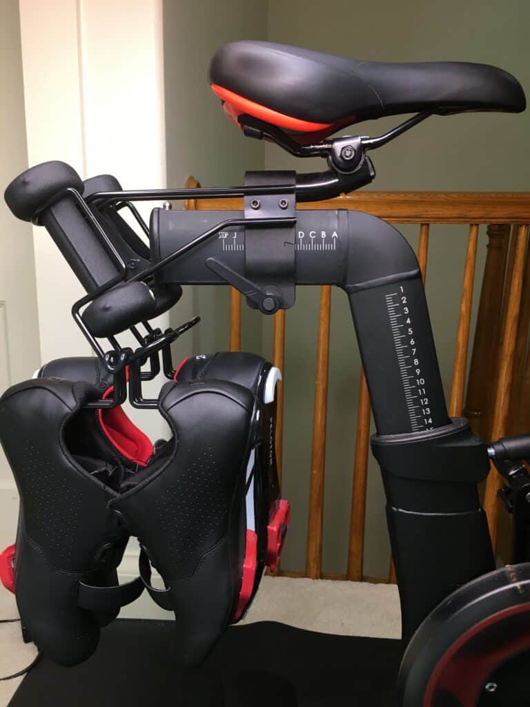 double peloton shoe rack from side long view