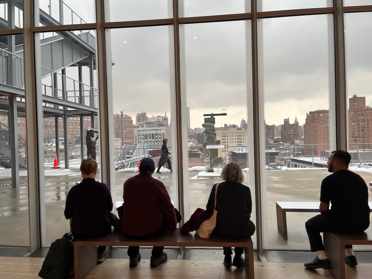 looking out on art terrace whitney museum