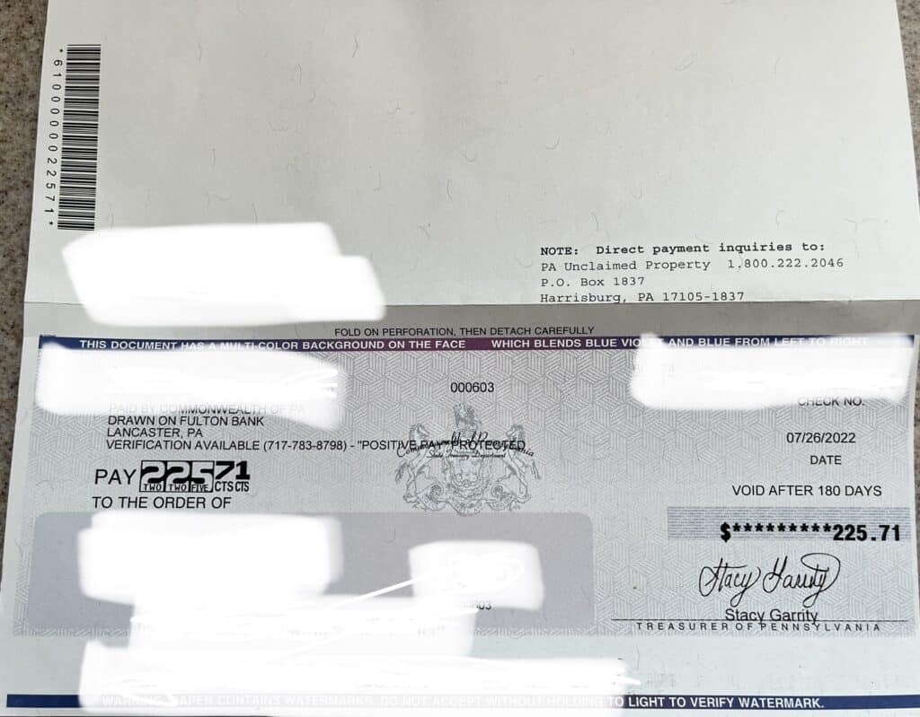 unclaimed funds checks 1