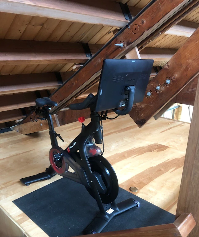 peloton bike in marthas vineyard vacation rental home loft